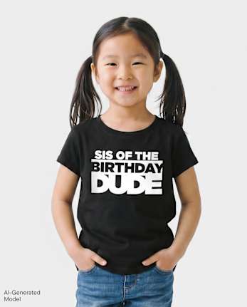 Baby And Toddler Girls Matching Family Birthday Graphic Tee - BLACK