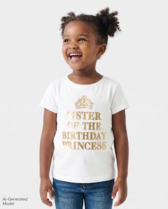 T-shirt graphique anniversaire sœur pour bébé et toute-petite fille - WHITE
