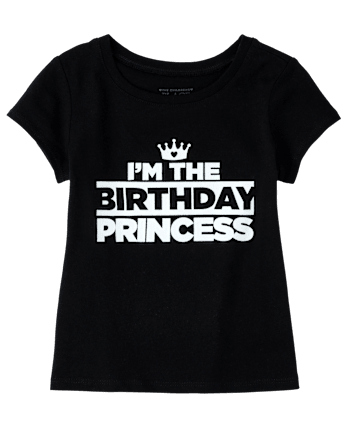 Camiseta gráfica de cumpleaños familiar a juego para bebés y niñas pequeñas - BLACK