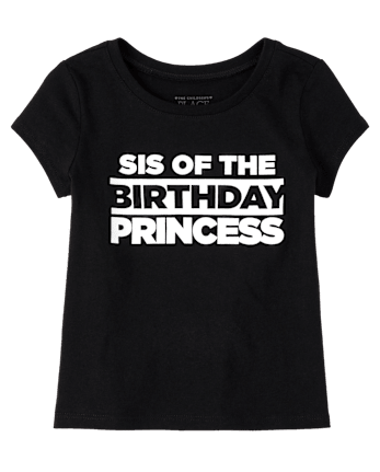 Camiseta gráfica de cumpleaños familiar a juego para bebés y niñas pequeñas - BLACK