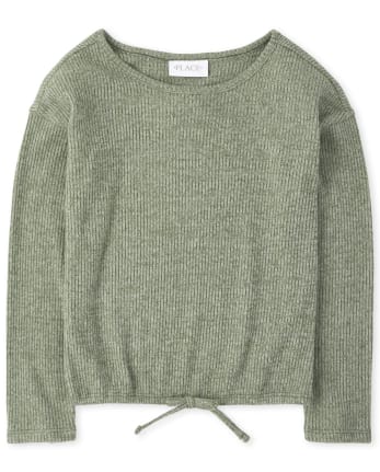 Girls Tie Front Lightweight Sweater Top