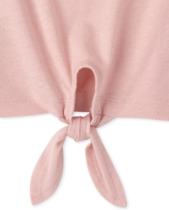 Girls Faux Fur Crown Tie Front Top