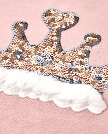 Girls Faux Fur Crown Tie Front Top