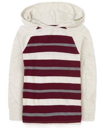 Boys Striped Raglan Hooded Top