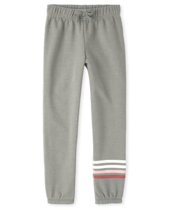 Girls Active Striped French Terry Track Pants