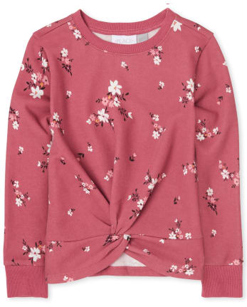 Girls Active Floral Twist Front Sweatshirt