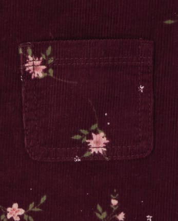 Falda Niña Botones Pana Floral