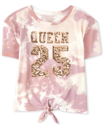 Crop Top Tie Dye Pour Filles 5-13 Ans - T-shirt Court Manches Légères Imprimé Décontracté