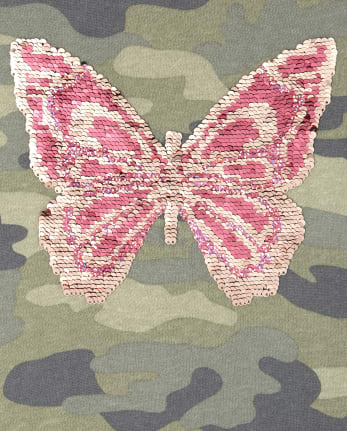 Girls Active Flip Sequin Butterfly Camo Sweatshirt