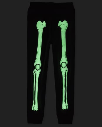 Pantalones jogger de esqueleto con brillo de Halloween para niños