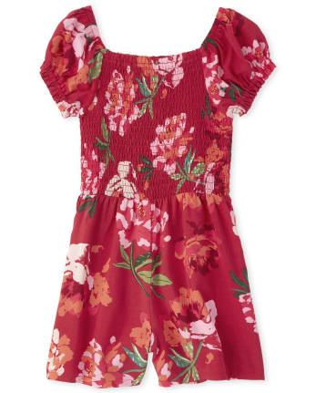 Girls Floral Smocked Romper