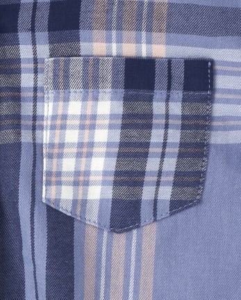 Girls Plaid Twill Tie Front Button Down Shirt