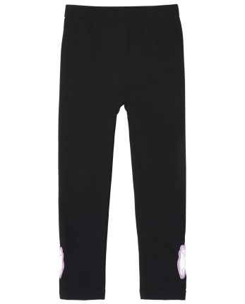 Girls Holographic Lenticular Llama Graphic Fleece Lined Knit Leggings BLACK The Children s Place