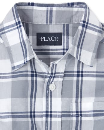 Boys Plaid Poplin Button Down Shirt