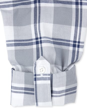 Boys Plaid Poplin Button Down Shirt