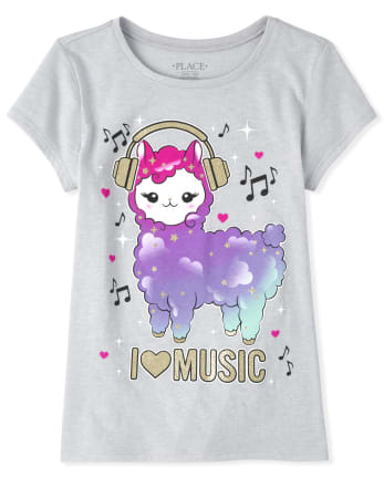 Camiseta con gráfico de música Llama brillante para niñas