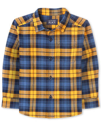 Details about   Boys Gymboree Plaid Yellow Multi Shirt 2T NWT Button Up Long Sleeve Flannel 