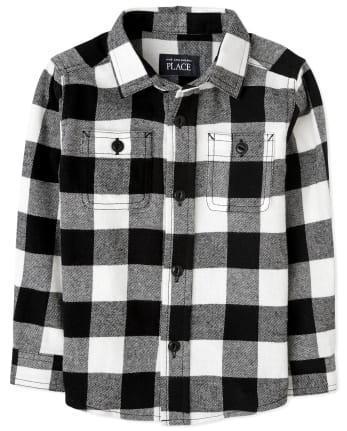 The Childrens Place Baby Boys Long Sleeve Flannel Button Down