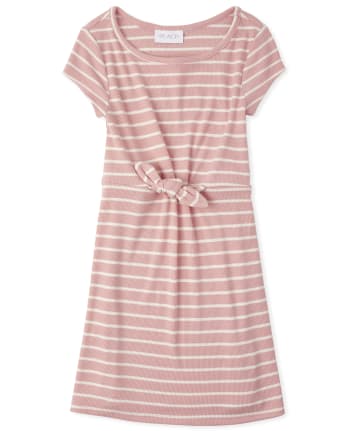 Vestido de niñas con lazo delantero a rayas