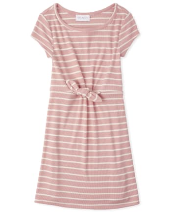 Girls Striped Tie Front Dress