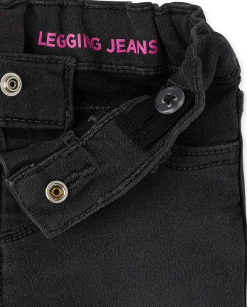 Jeggings de mezclilla de punto elástico supersuave para bebés y niñas pequeñas