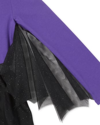 Vestido de punto a tejido con diseño de murciélago y lentejuelas de Halloween para niñas