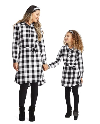 Girls Matching Family Buffalo Plaid Shirt Dress