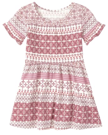 Baby And Toddler Girls Print Ruffle Dress