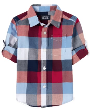 Camisa con botones Oxford a cuadros para bebés y niños pequeños