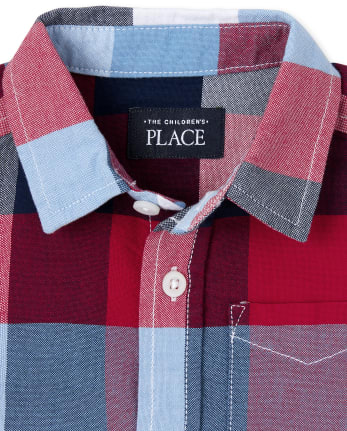 Camisa con botones Oxford a cuadros para bebés y niños pequeños
