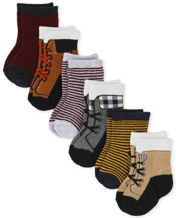 Lot De 6 Paires De Chaussettes Mi Longues A Rayures Pour Bebe Garcon The Children S Place