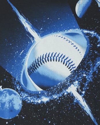 Camiseta con gráfico de béisbol espacial para niños