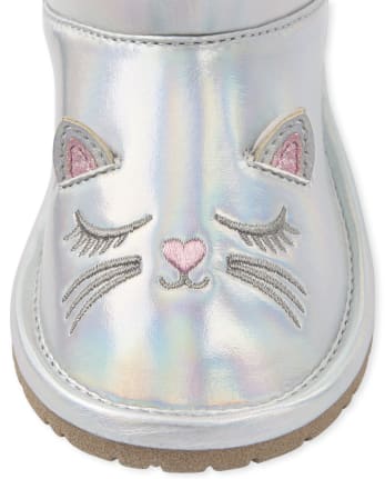 Botas de gato iridiscentes para niñas pequeñas