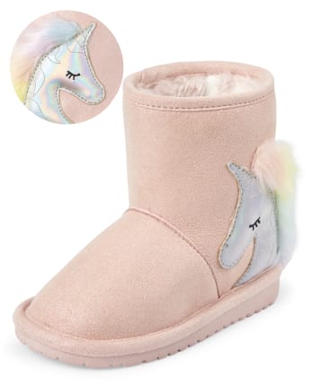 Toddler Girls Unicorn Faux Suede Boots PINK The Children s Place