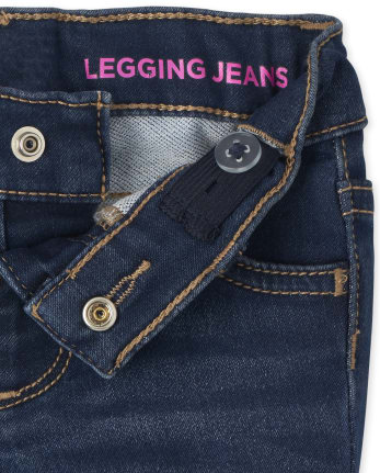 Jeggings de mezclilla de punto elástico supersuave para bebés y niñas pequeñas