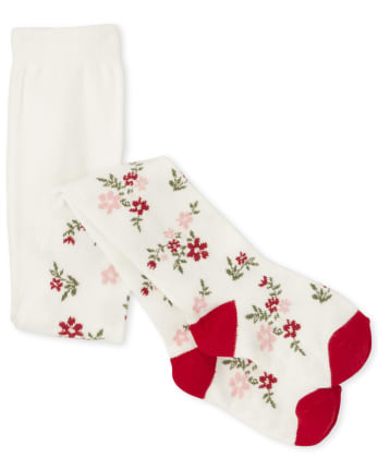 Toddler Girls Floral Tights