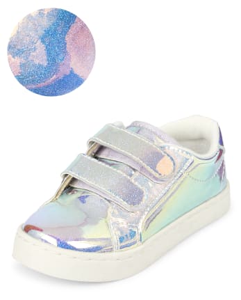 Zapatillas bajas con brillo holográfico para niñas pequeñas