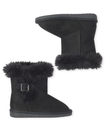 Toddler Girls Buckle Faux Fur Boots