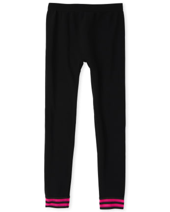 Leggings con forro polar a rayas para niñas