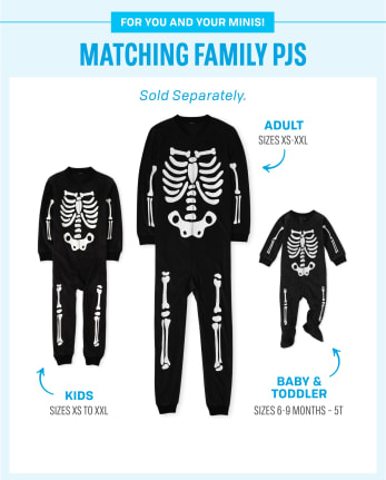 Unisex Kids Halloween Glow Skeleton Fleece One Piece Pajamas