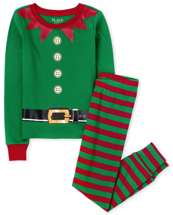 Unisex Kids Matching Family Elf Snug Fit Cotton Pajamas