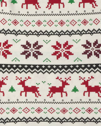 Kids Matching Family Reindeer Fairisle Snug Fit Cotton Pajamas