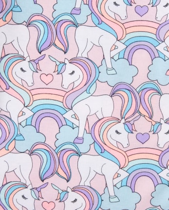 Pijama de algodón ajustado con diseño de unicornio para niñas