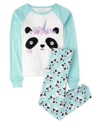 Pijama de algodón con ajuste ceñido Pandacorn para niñas