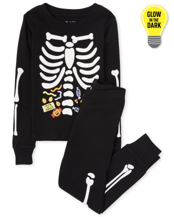 Boys Christmas Pajamas Halloween Skeleton-Glow-in-The-Dark Toddler Pjs Kids Clothes Shirts