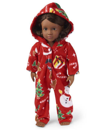 Doll Matching Family Christmas Crew Fleece One Piece Pajamas