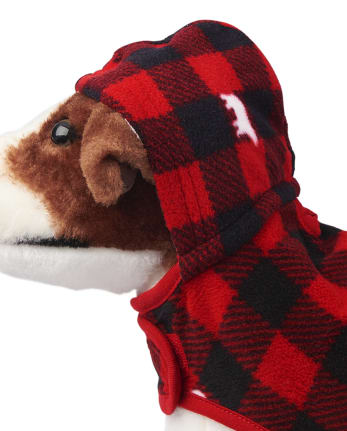 Pijama de lana a cuadros con diseño de búfalo y oso de la familia a juego para perros