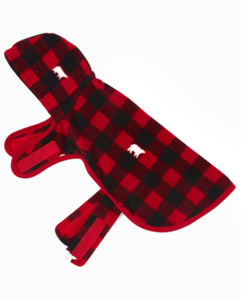 Pijama de lana a cuadros con diseño de búfalo y oso de la familia a juego para perros