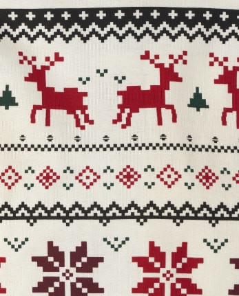 Baby And Toddler Matching Family Reindeer Fairisle Snug Fit Cotton One Piece Pajamas