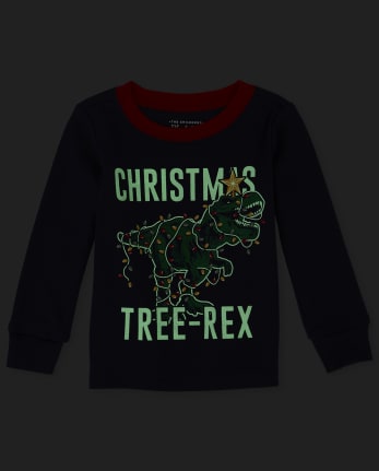 Pyjama en coton ajusté Papa et moi pour bébés et tout-petits garçons Glow Christmas Tree-Rex